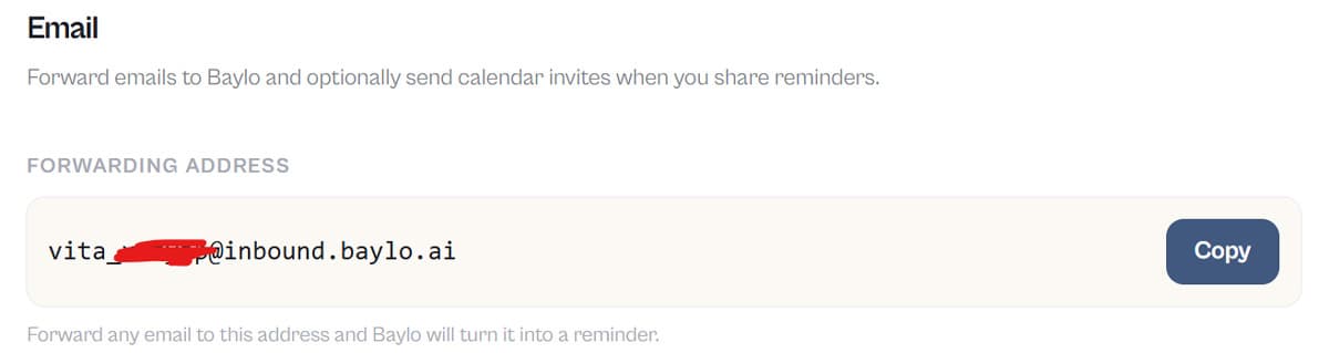 Baylo AI Assistant calendar and email forward